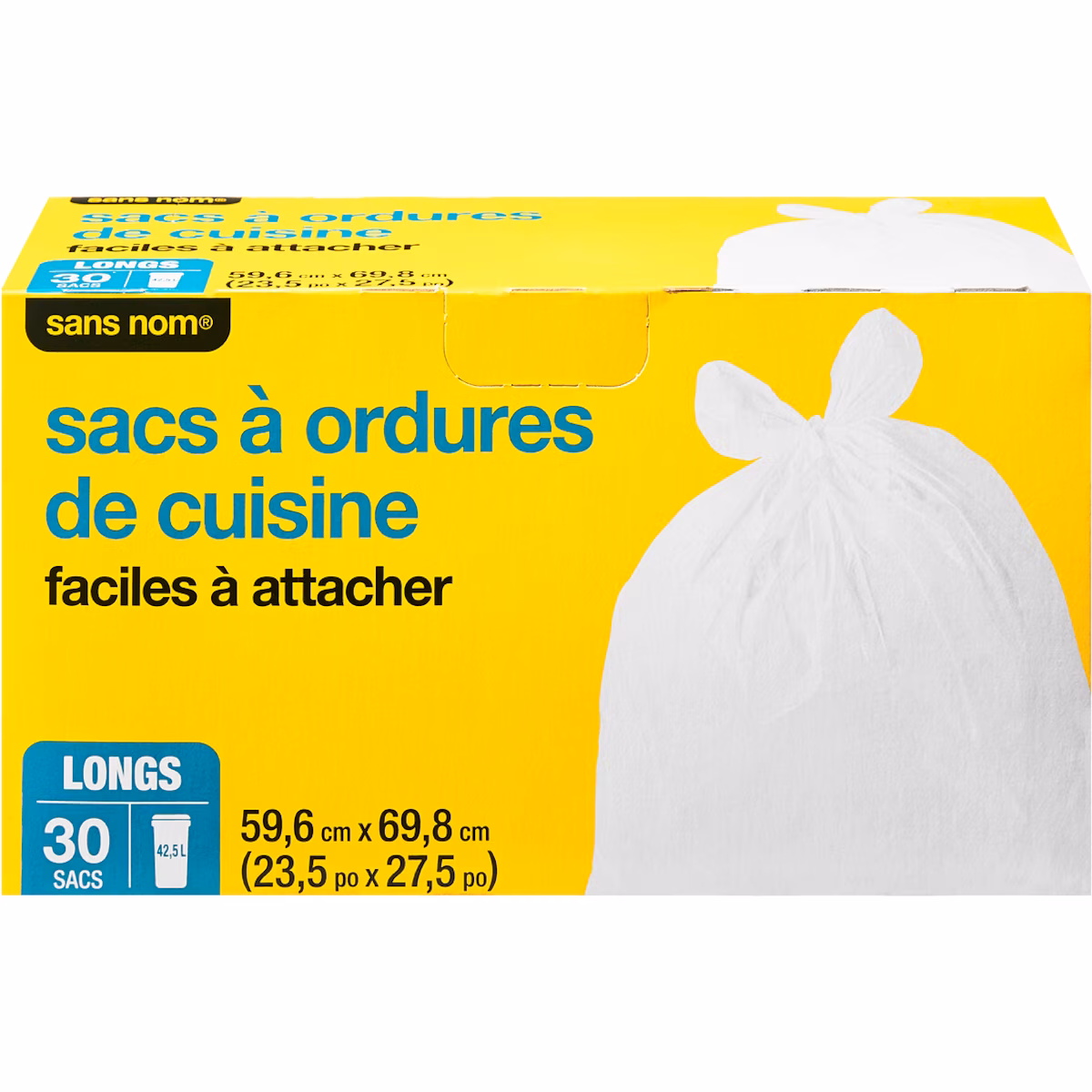 Sacs à ordures de cuisine faciles à attacher, longs