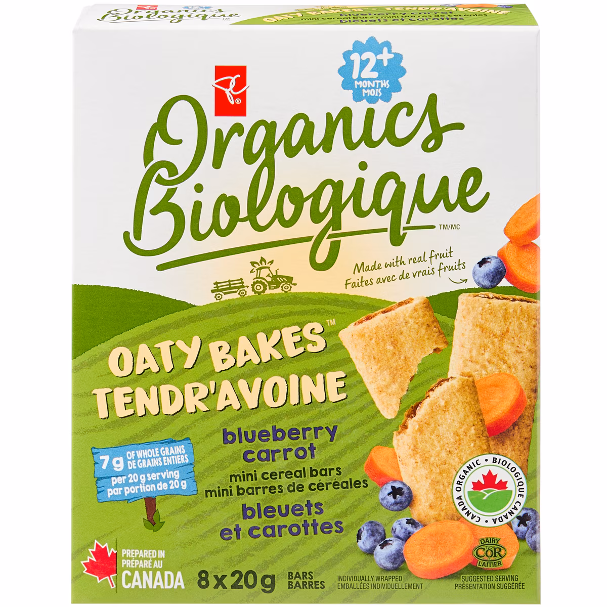 Mini barres de céréales bleuet et carotte