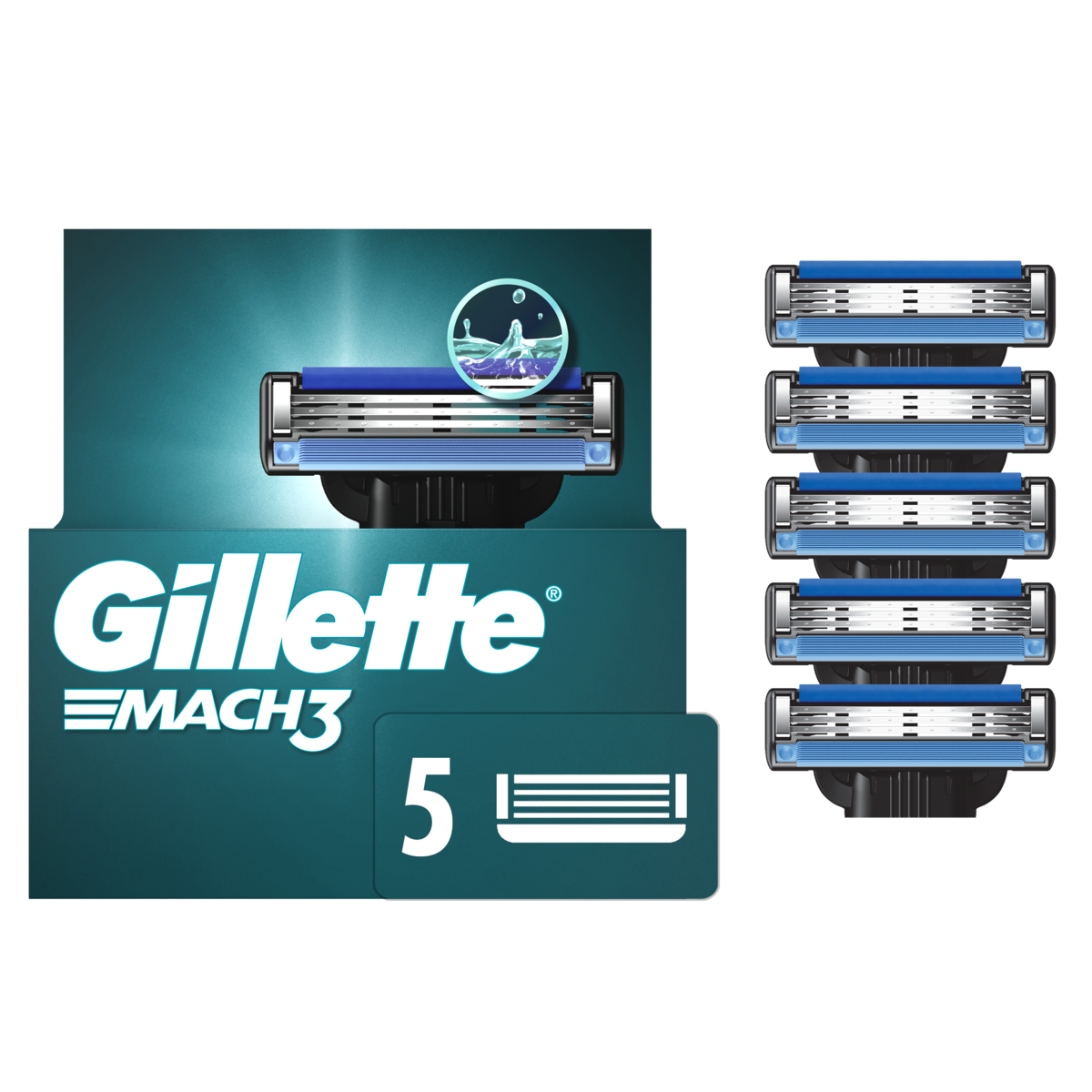 Lames de rasoir pour hommes Mach3, 5recharges