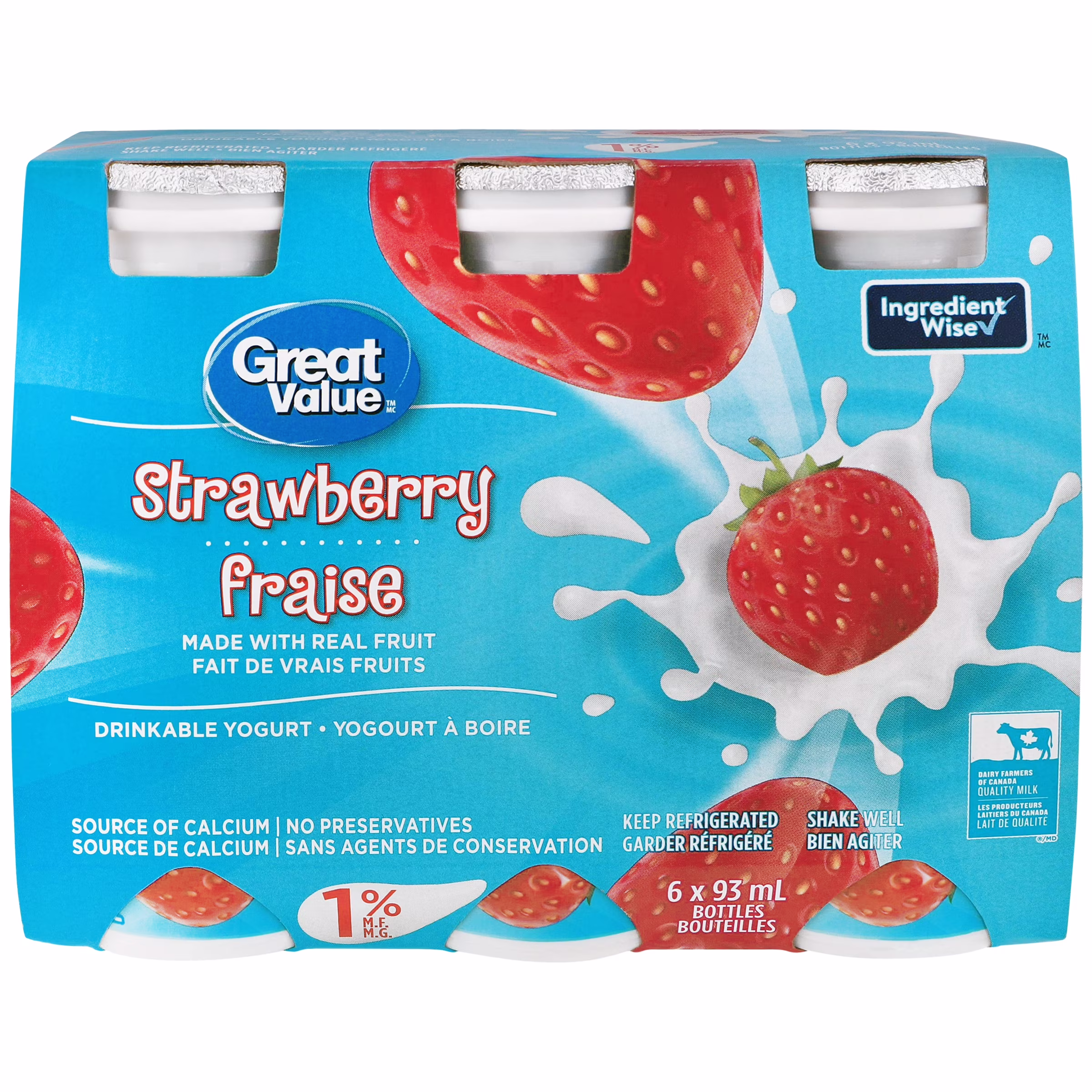 Yogourt à boire à la fraise great value