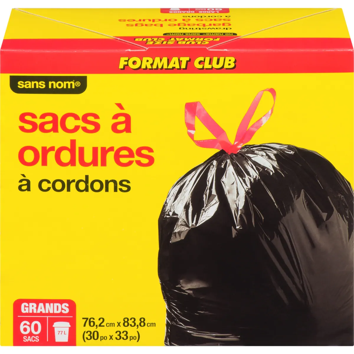 Sacs à ordures à cordons, grands