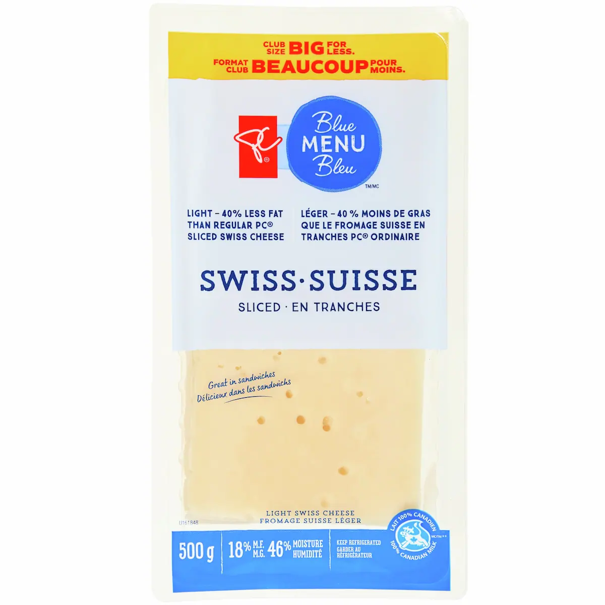 Tranches De Fromage Suisse Léger 18% M.G. Format Club