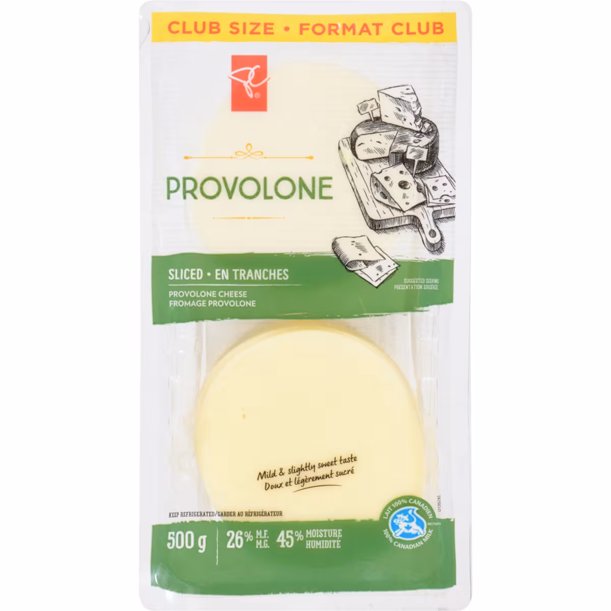 Fromage Provolone en tranches, Format Club