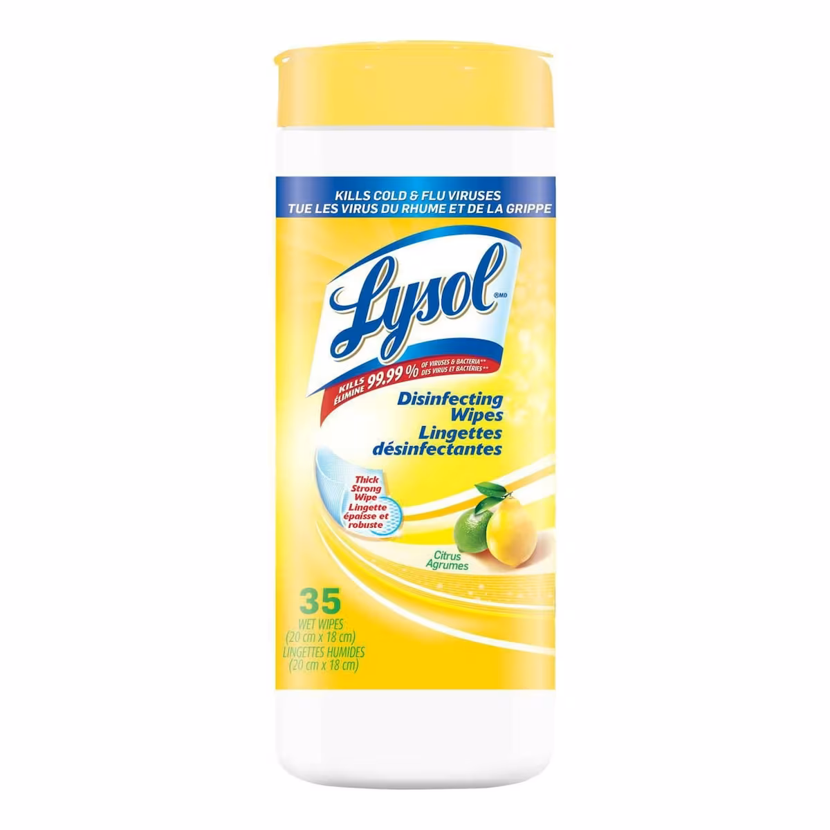 Lingettes désinfectantes pour surfaces, agrumes, 35 feuilles