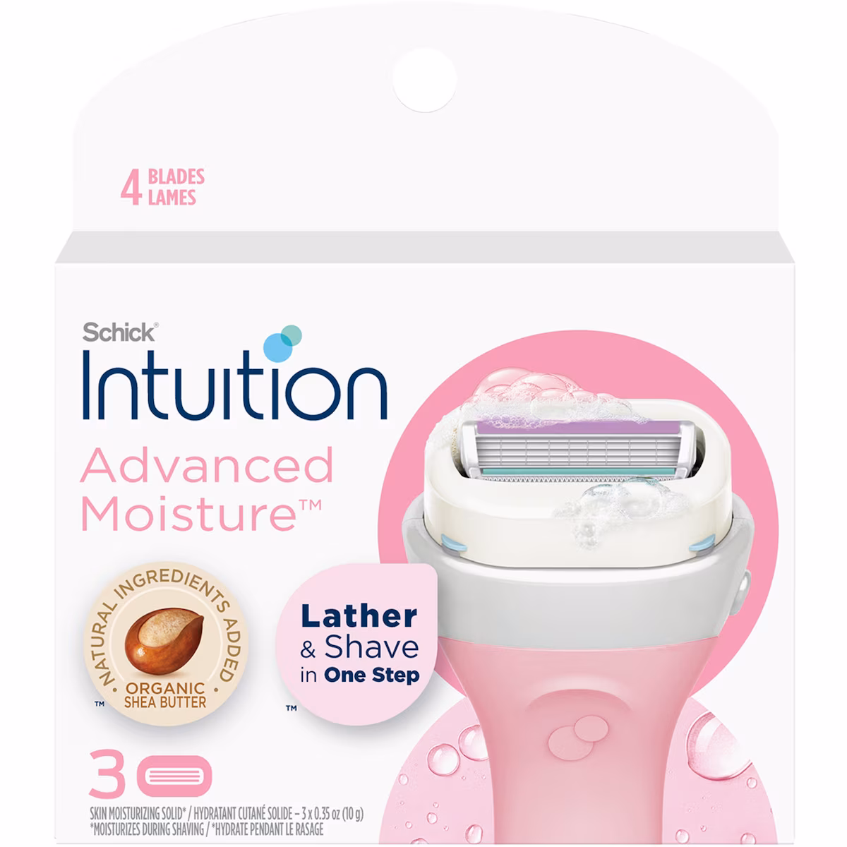 Cartouches de lames Schick Intuition Hydratation améliorée avec beurre de karité, 3u