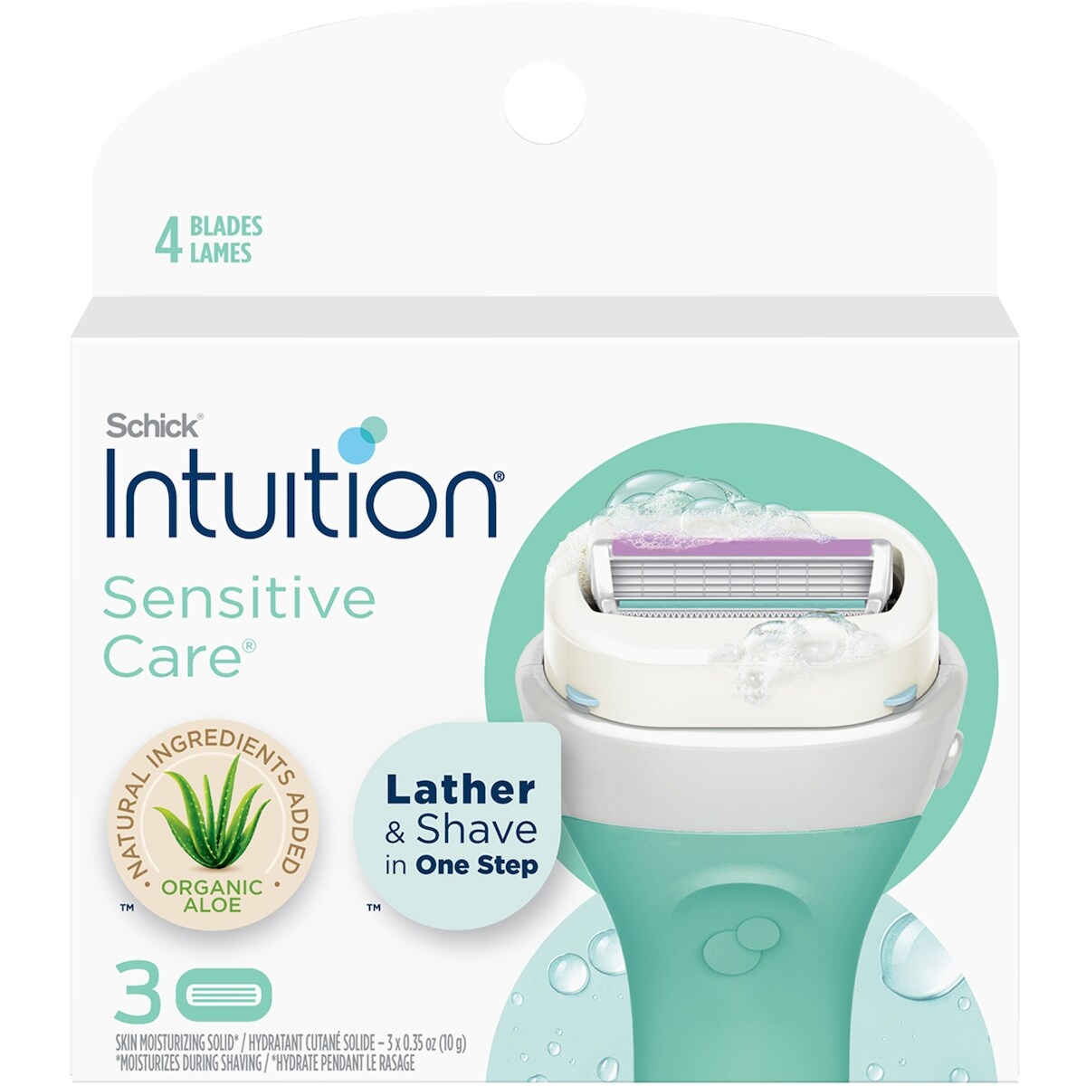 Cartouches de lames Schick Intuition Naturals Sensitive Care avec vitamine E et aloès, 3u