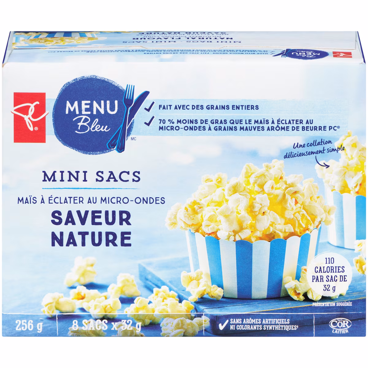 Maïs à éclater au micro-ondes saveur nature, mini sacs