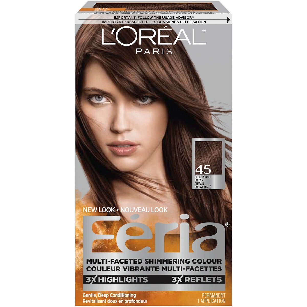 Colorant capillaire 45 châtain bronzé foncé Féria