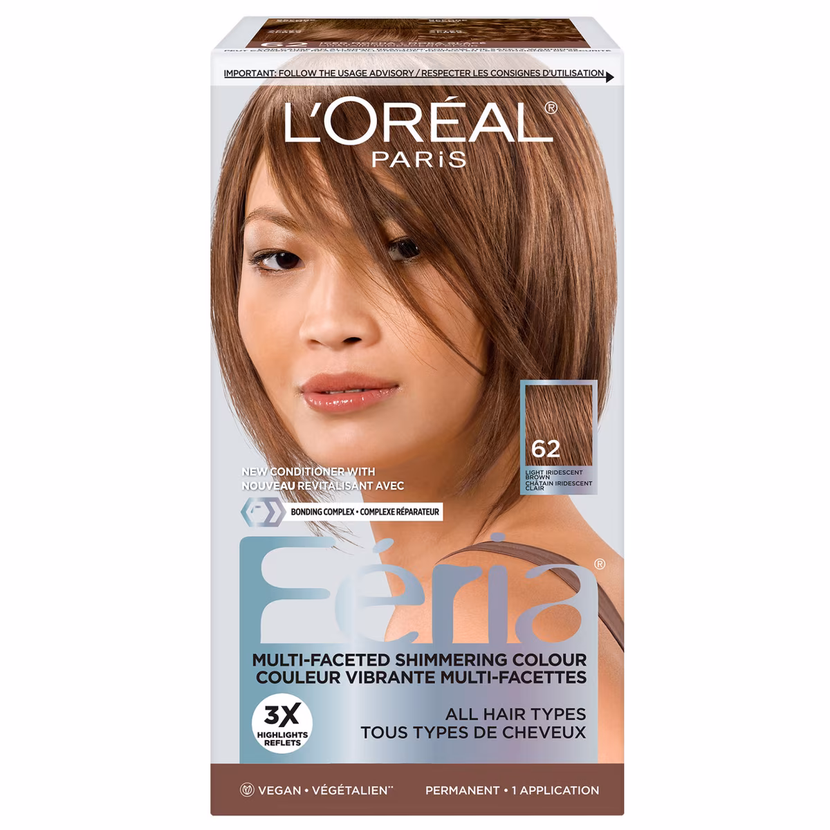 Colorant capillaire Féria 62 châtain iridescent clair