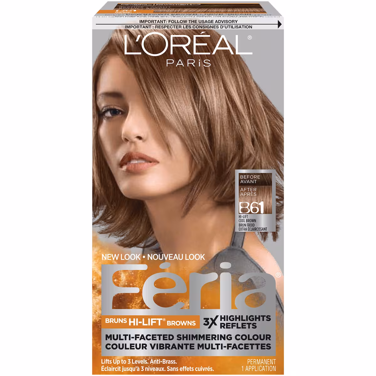 Colorant capillaire B61 brun froid extra éclaircissant Féria