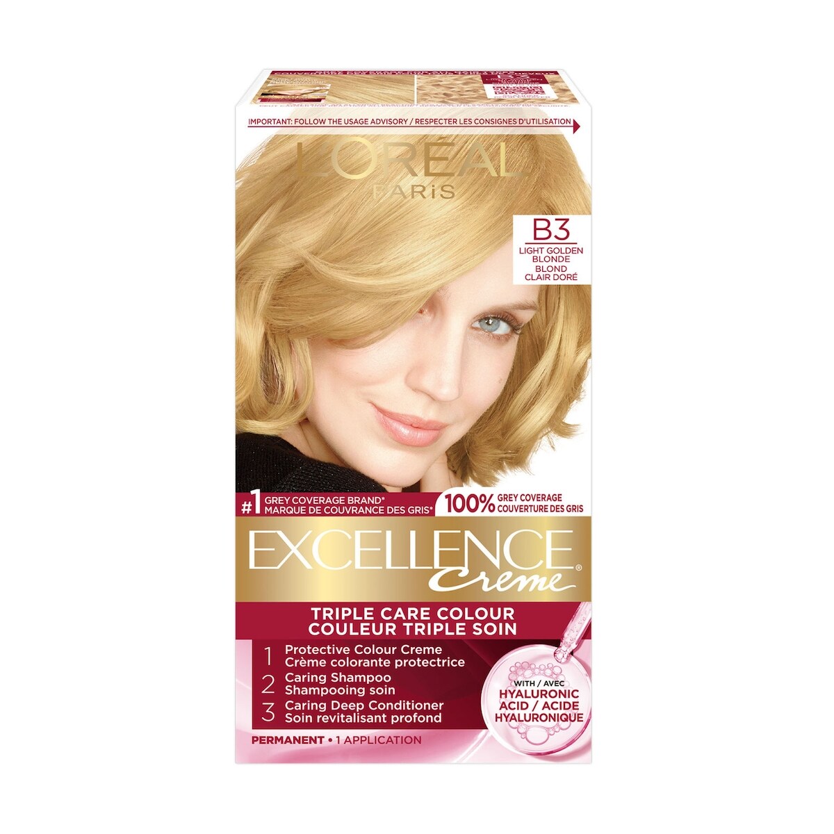 Crème colorante Excellence CrèmeB3 blond clair doré