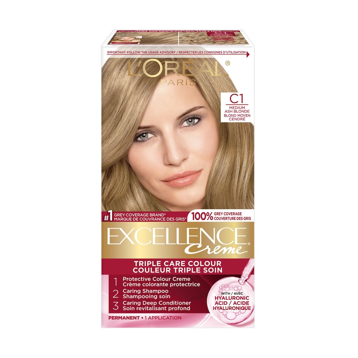 Crème colorante nuance C1Blond moyen cendré Excellence Crème