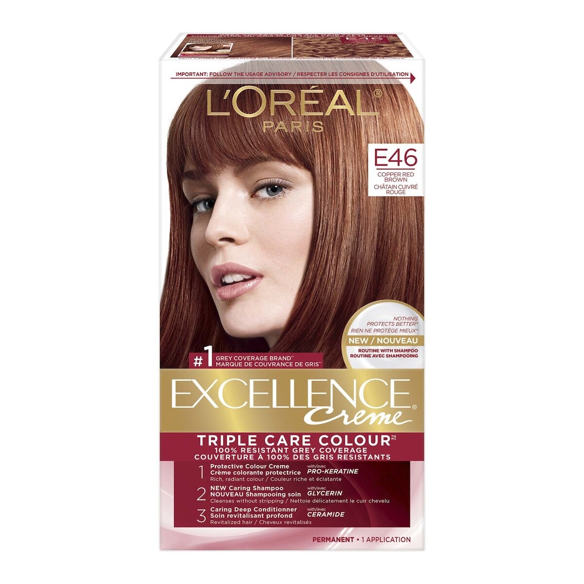 Crème colorante Excellence Crème couleur E46 châtain cuivré rouge