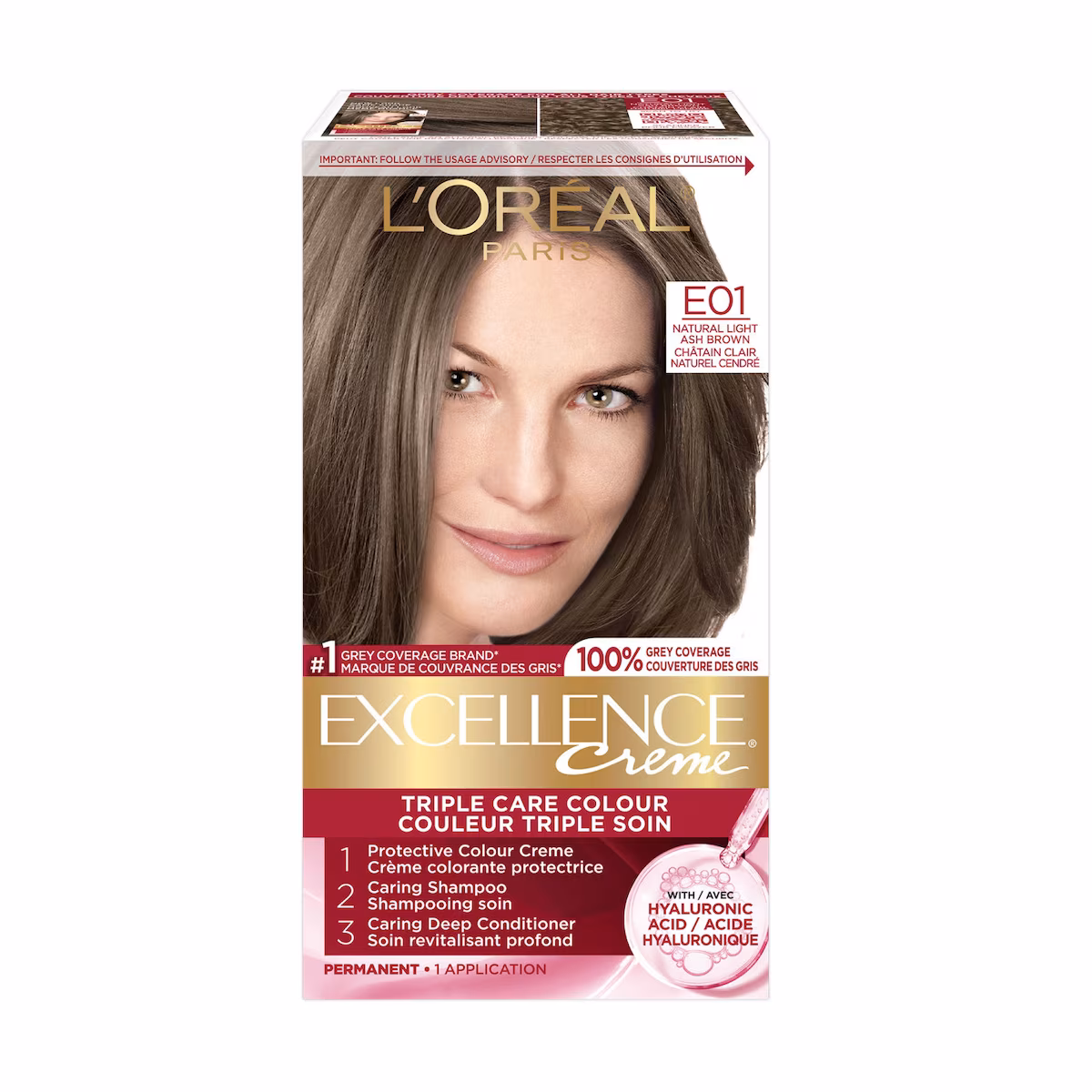 Colorant capillaire Excellence Crème E01 châtain clair cendré naturel