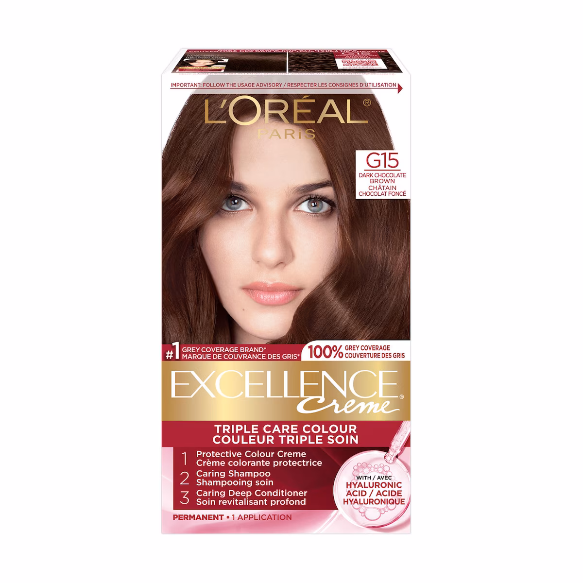 Crème colorante G15 châtain chocolat foncé Excellence Crème Pro-Kératine