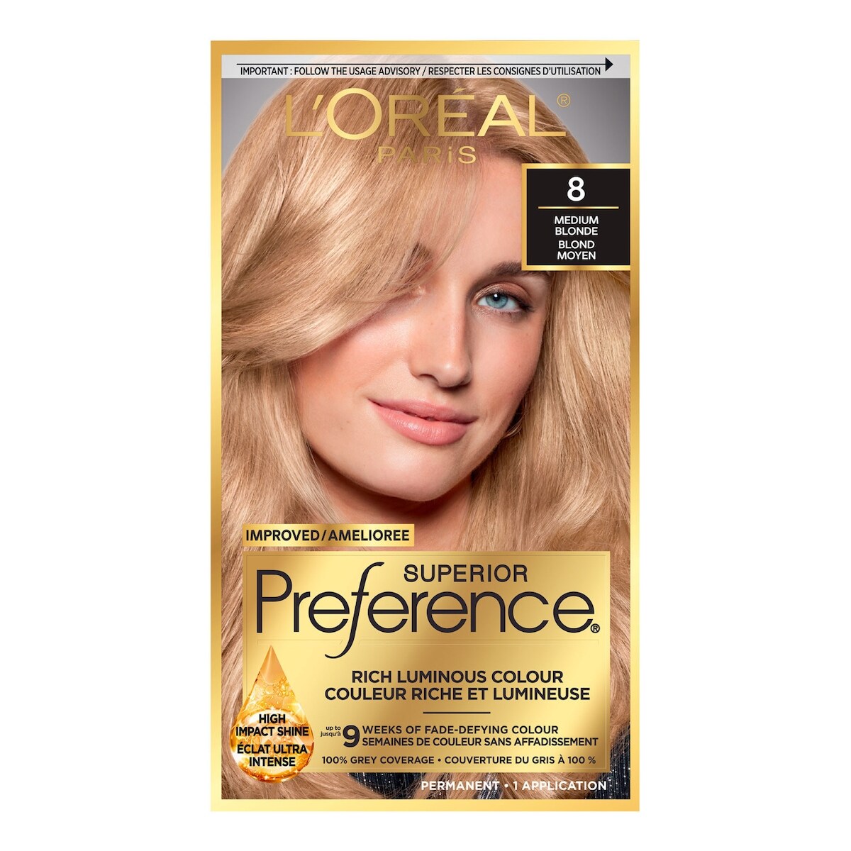 Colorant capillaire Superior Preference nuance 8 medium blonde Californie