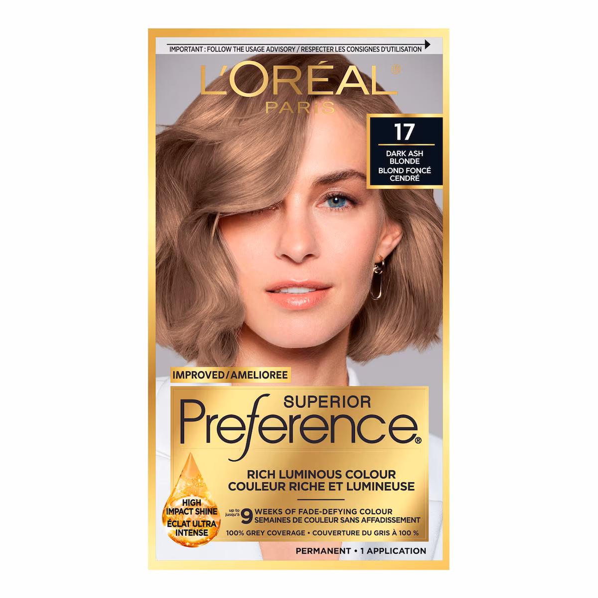 Colorant capillaire nuance 17Blond foncé cendré Preference