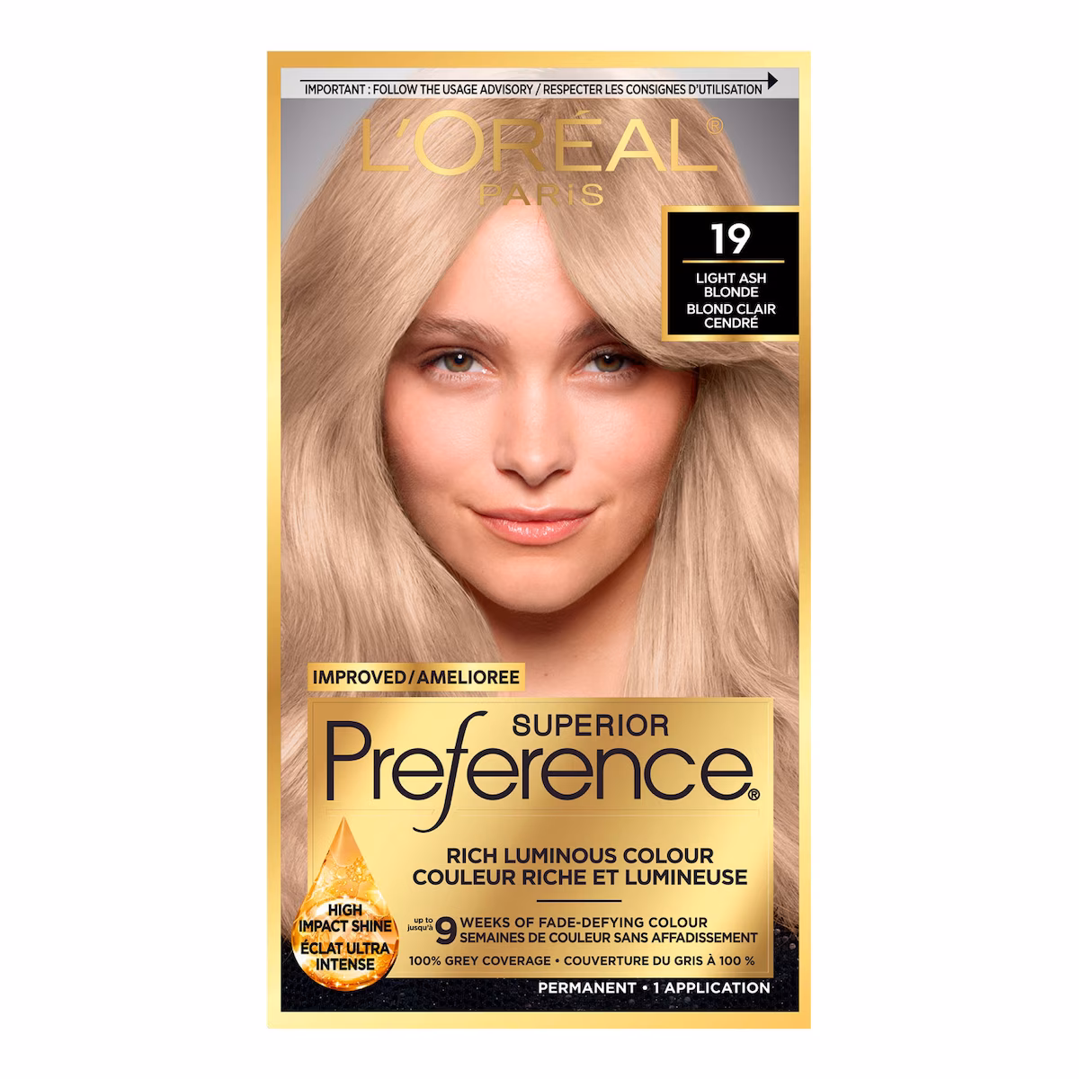 Colorant capillaire 19 blond clair cendré Preference