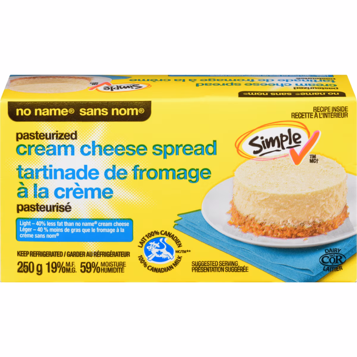 Tartinade de fromage à la crème pasteurisé, léger