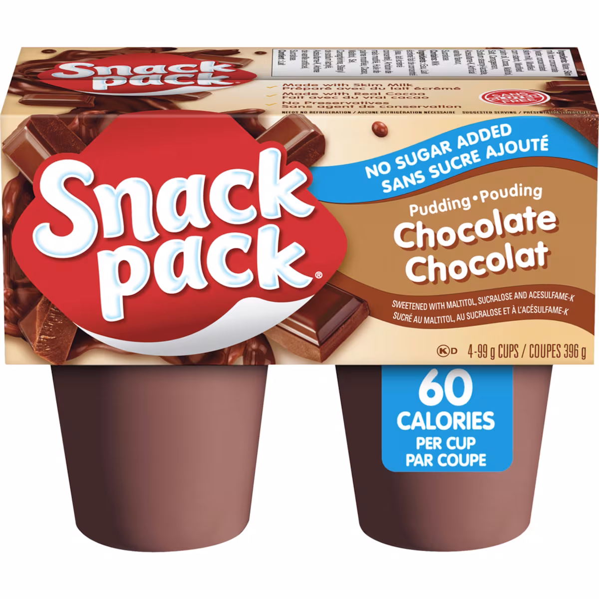Pouding au chocolat sans sucre ajouté