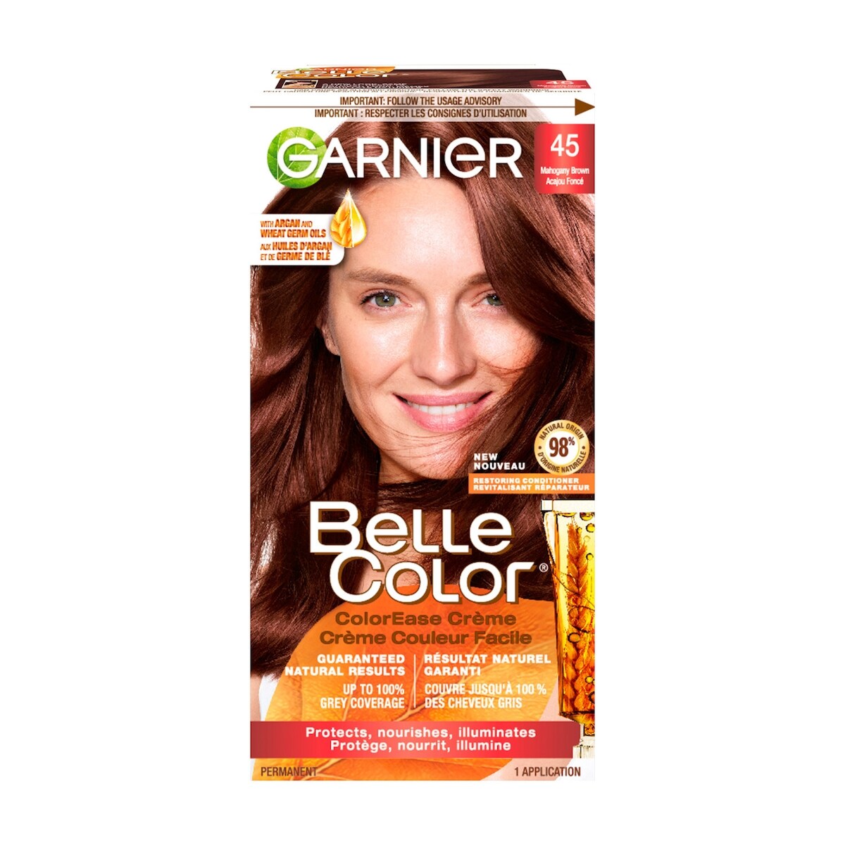 Colorant capillaire45 châtain acajou Belle Color