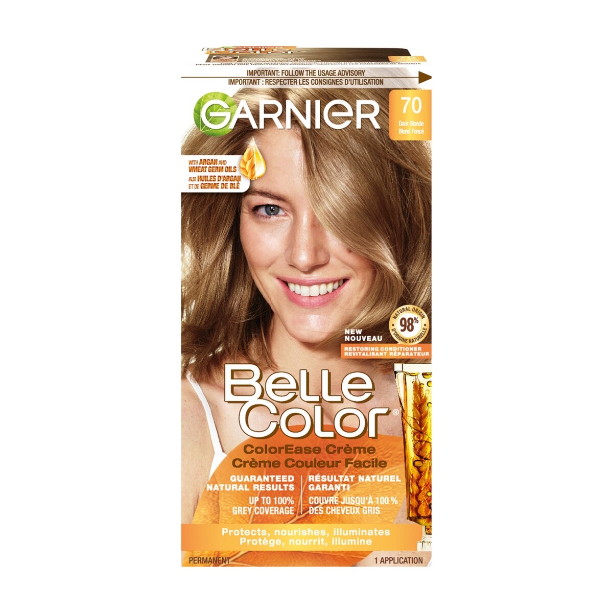 Colorant capillaire nuance 70Blond foncé Belle Color