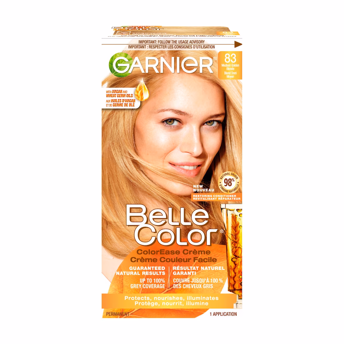 Colorant capillaire nuance Blond clair doré naturel 83 Belle Colour