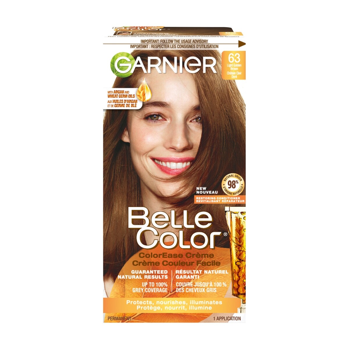 Colorant capillaire 63 blond clair doré Belle Color