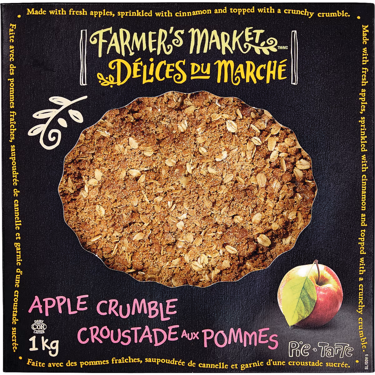 Tarte aux pommes et aux canneberges surgelée
