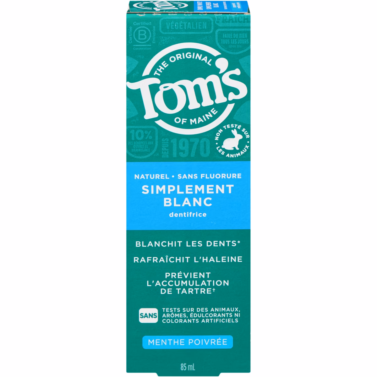 Whole Care Dentifrice Naturel avec Fluorure, Menthe