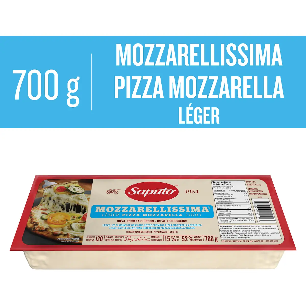 Fromage mozzarella 15 % de m.g