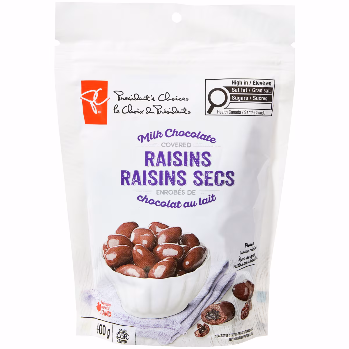 Raisins secs enrobés de chocolat au lait