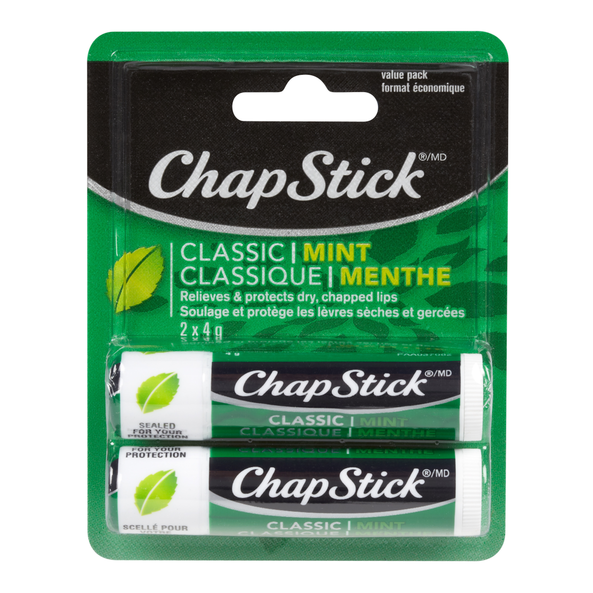 Classique Menthe Baume Pour Les Levres, Emballage De 2