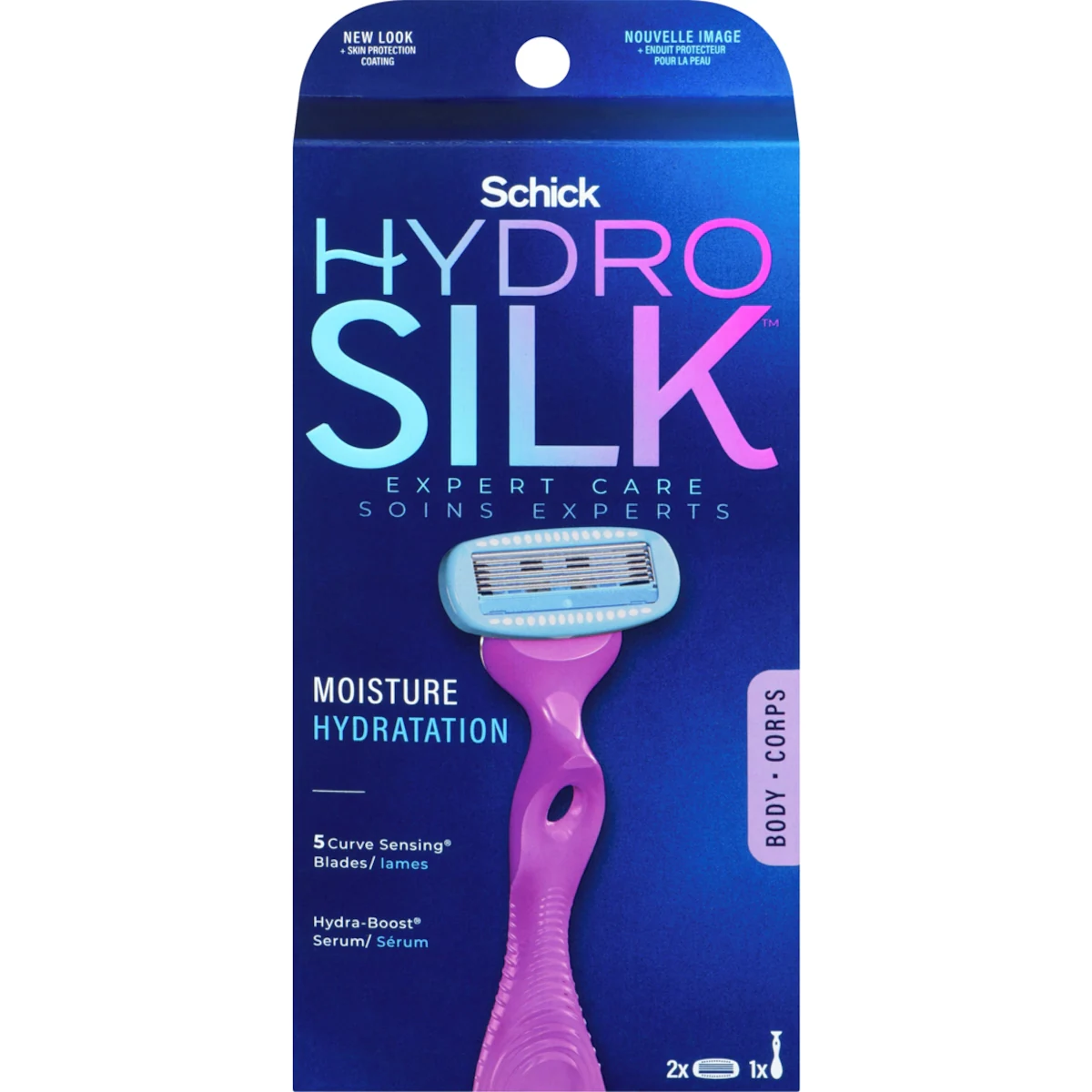 Rasoir pour femmes Schick Hydro Silk, 1 manche et 2 cartouches