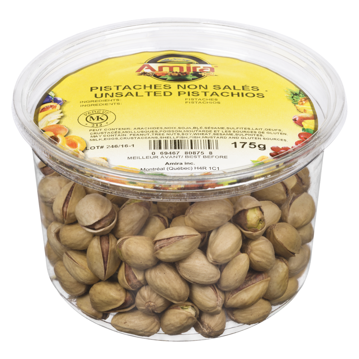 Pistaches, rôties non salées