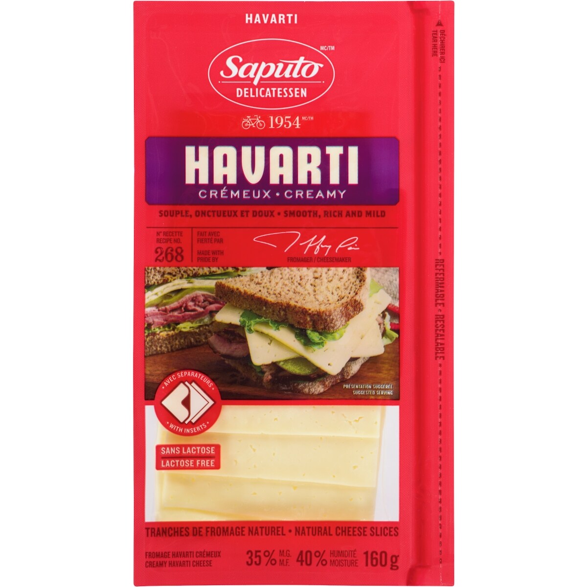 Fromage Havarti tranché