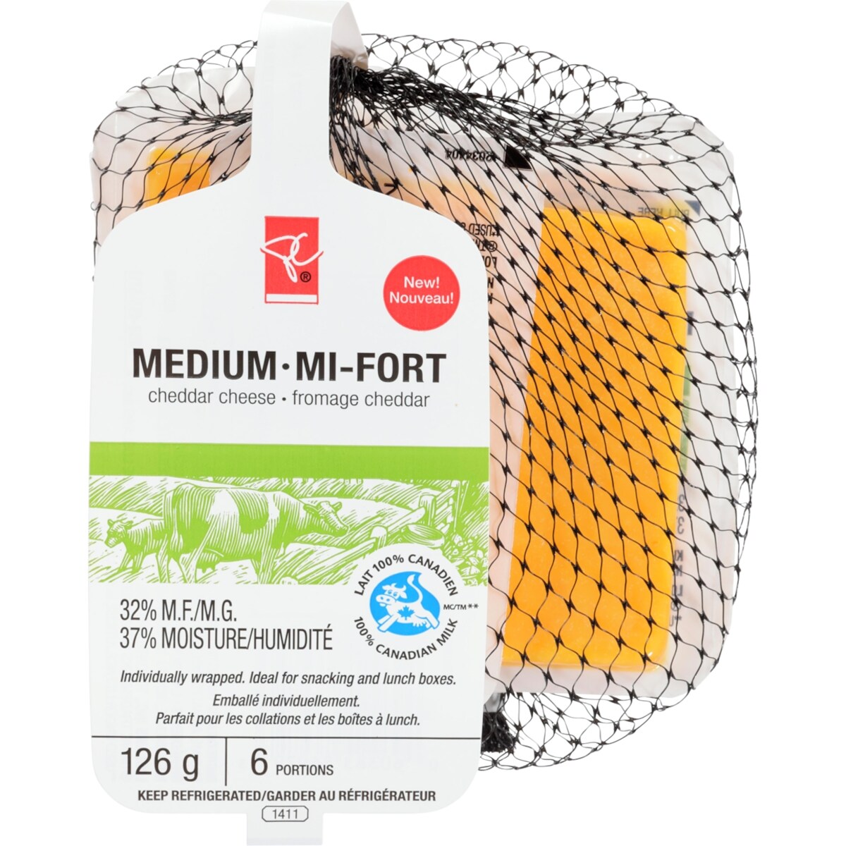 Portions de cheddar mi-fort