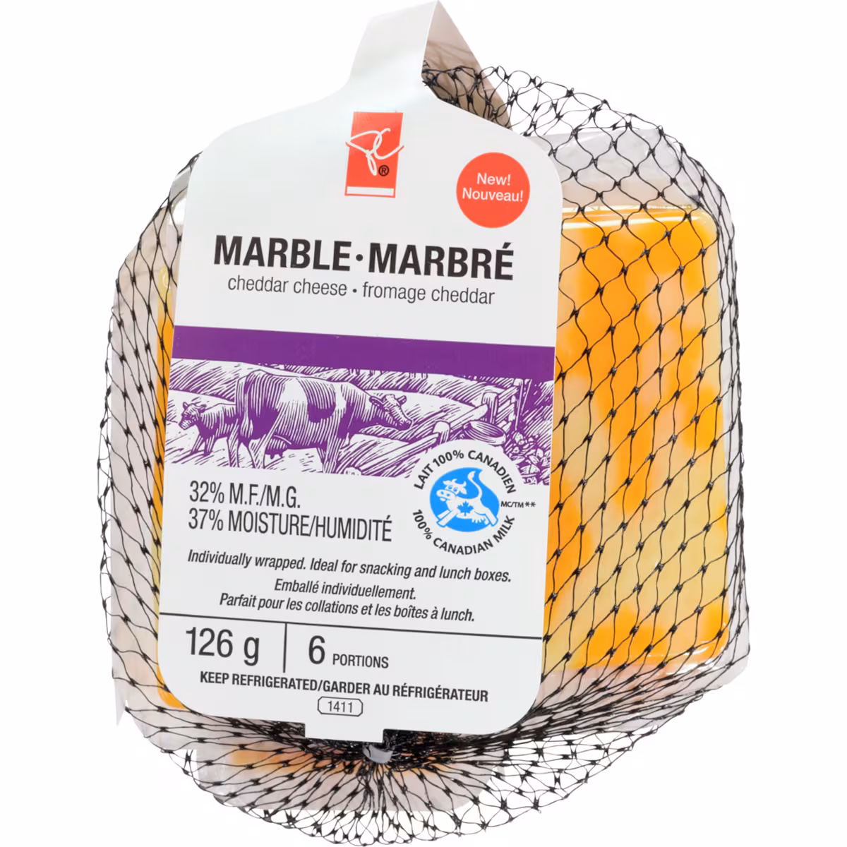 Portions de fromage cheddar marbré