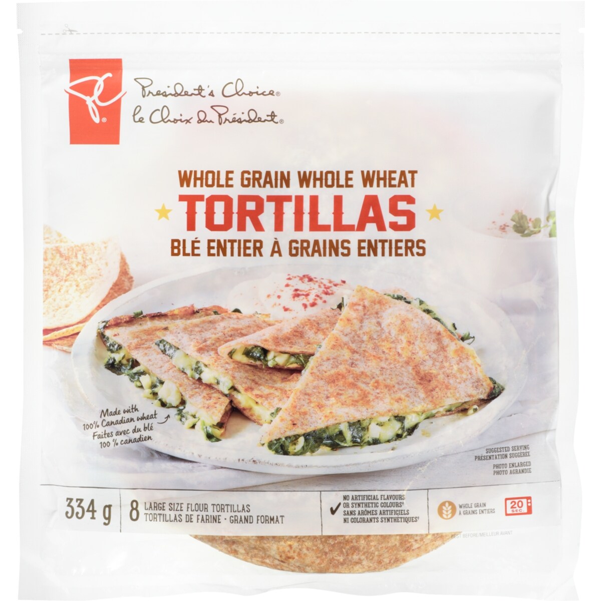Tortillas de blé entier à grains entiers, grand format