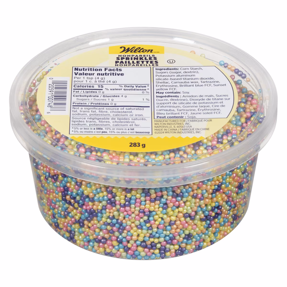Mélange de paillettes nonpareilles pastel vif, pot de 10 oz