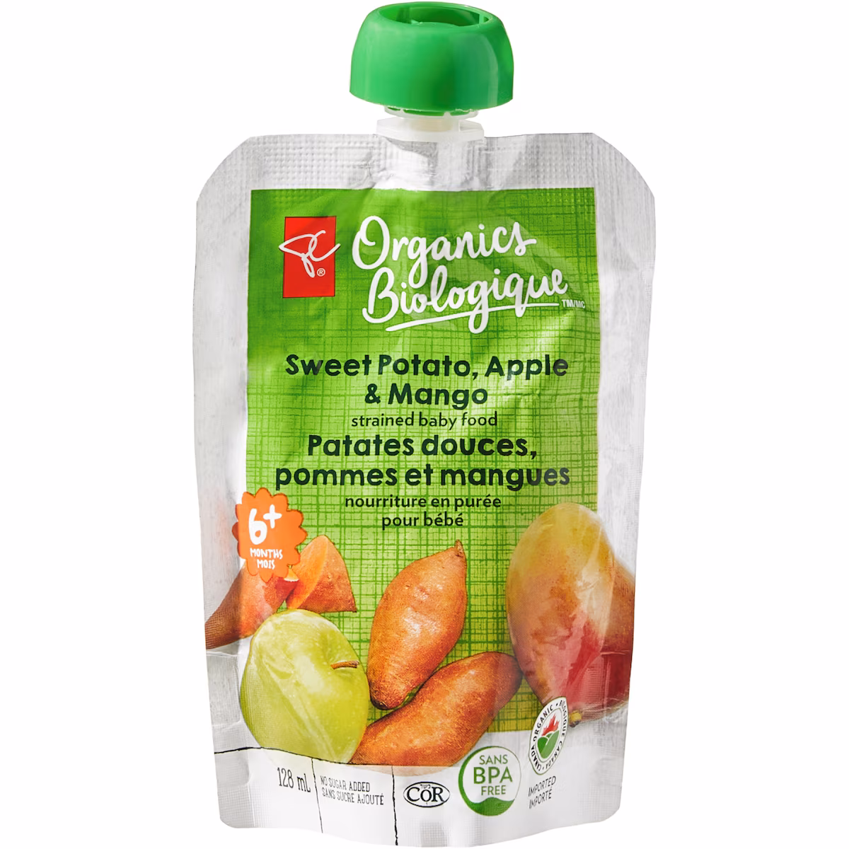Nourriture en purée pour bébés pomme patate douce et mangue