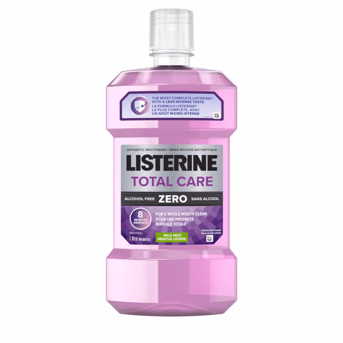Rince-bouche antiseptique Total Care Zero, Menthe légère, Sans alcool