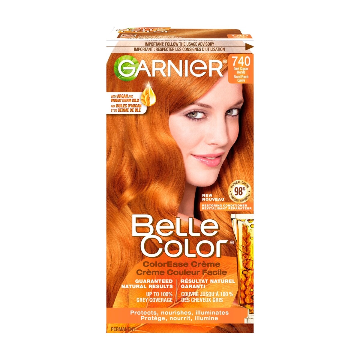 Colorant capillaire en crème Belle Color 740 blond cuivré foncé