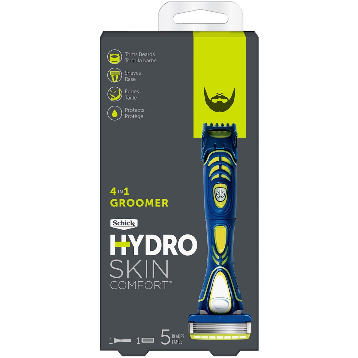 Rasoir électrique 4-en-1 pour soins personnels Hydro Skin Comfort Groomer pour hommes avec 1 manche et 1 cartouche