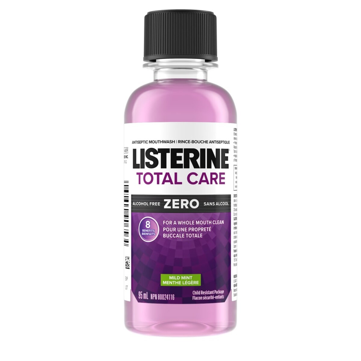 Rince-bouche antiseptique Total Care Zero, Menthe légère, Sans alcool