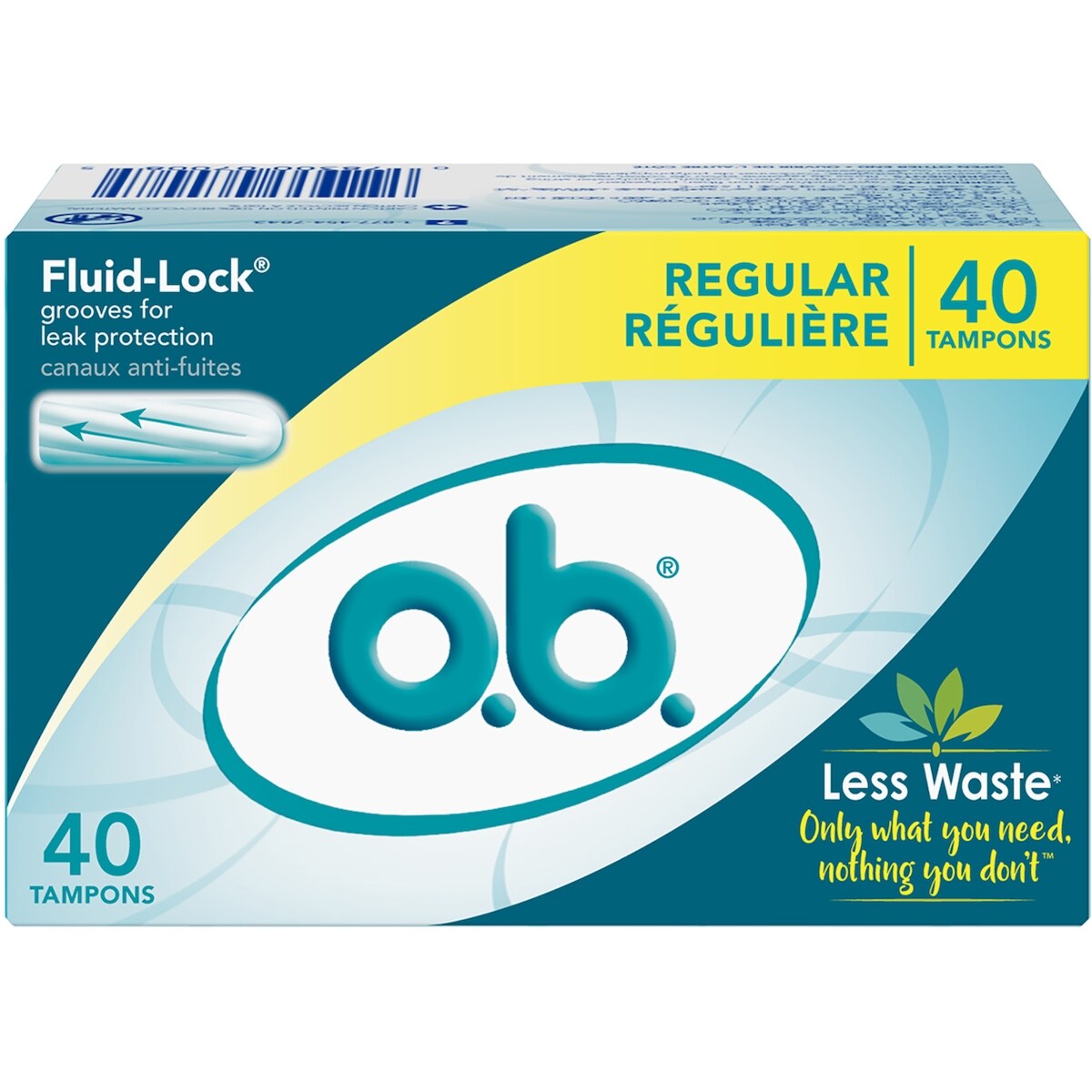 Tampons o.b. originaux sans applicateur à absorptivité régulière, 40u