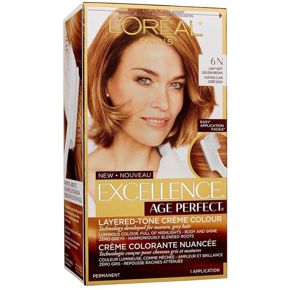 Colorant capillaire nuance 6NChâtain clair doré doux Excellence Age Perfect
