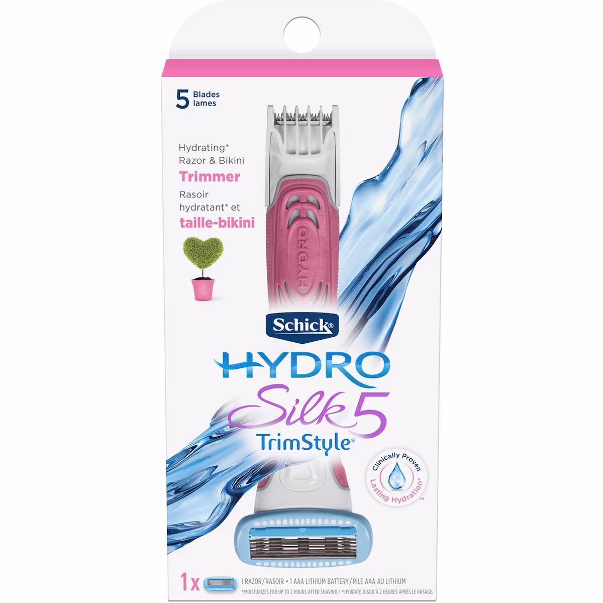 Rasoir et taille-bikini pour femmes Schick Hydro Silk TrimStyle, 1 manche et 1 cartouche
