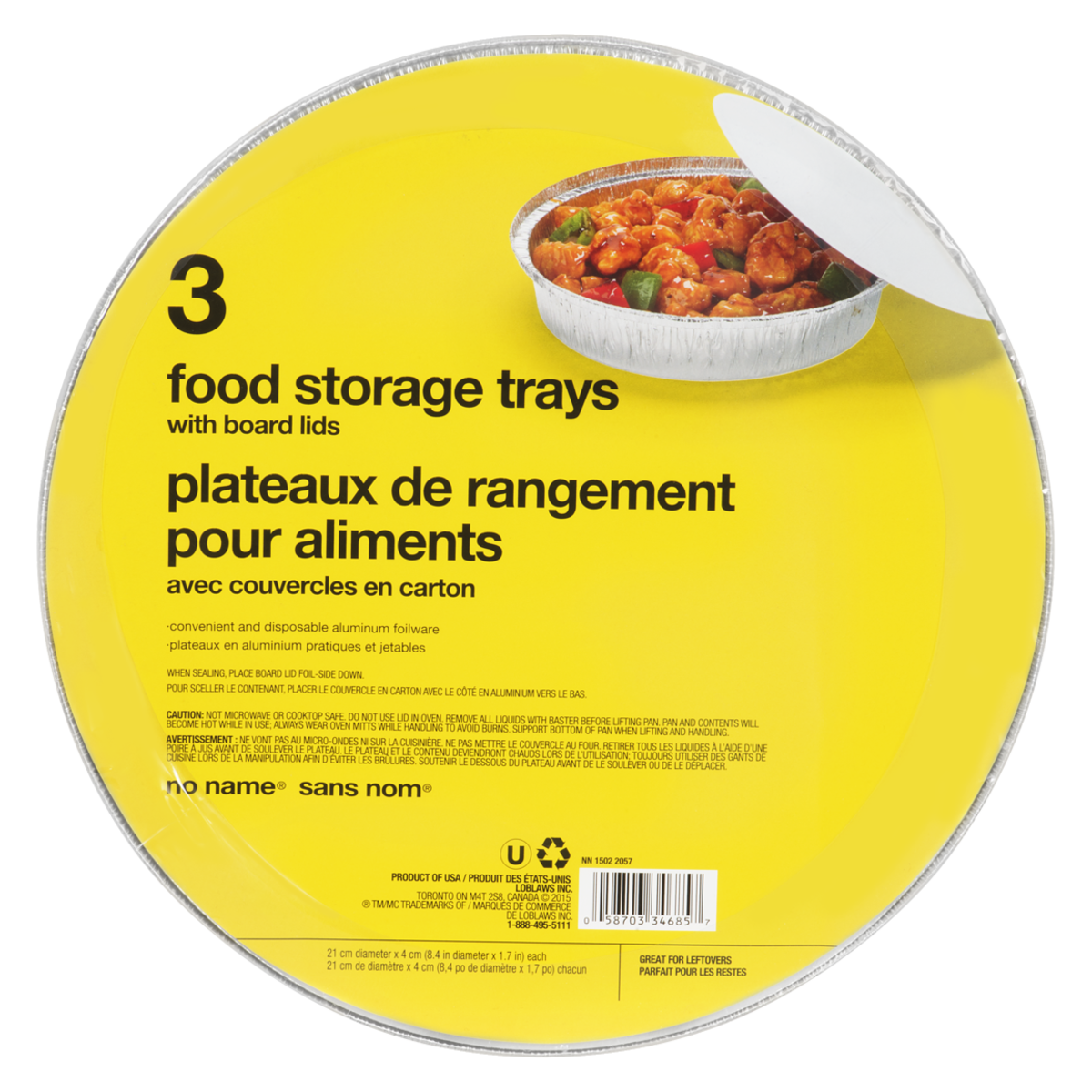 SansNom 3 Plateaux de Rangement pour Aliments avec Couvercles en Carton 21 cm de Diamètre x 4 cm