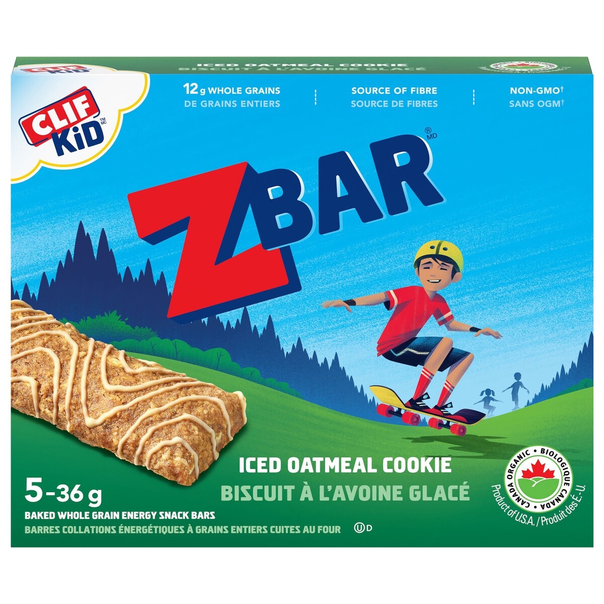 Zbar Biscuit à l'avoine glacé collations energétiques à grains entiers cuites au four, 5 barres
